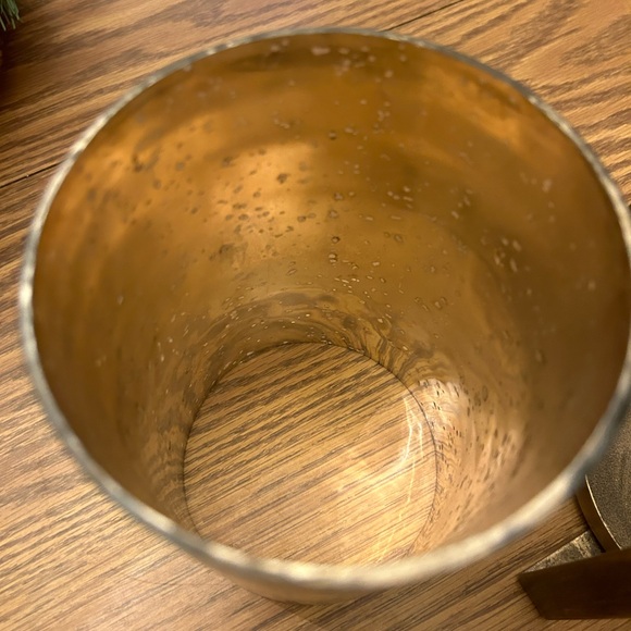 Christmas gift candle holder - present - rubbed gold - glass & metal - Picture 7 of 11